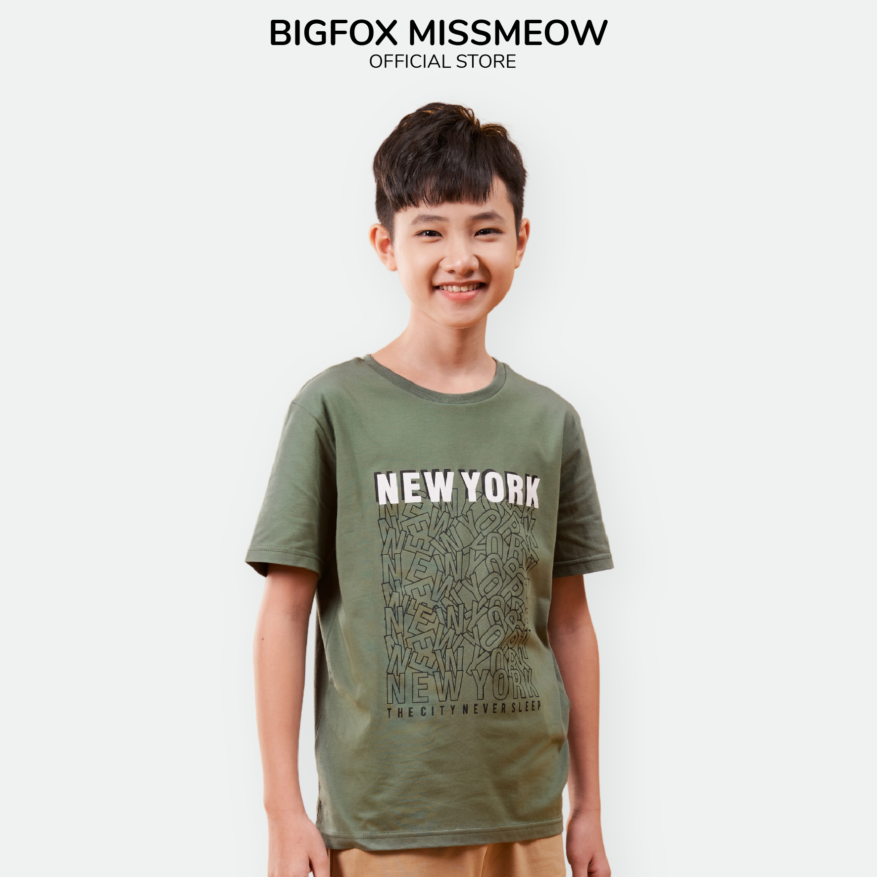 Bộ Bé Trai Size Đại Bigfox, Bộ Cộc Tay Trẻ Em Mùa Hè Chất Cotton In Hình NEWYORK 12-15