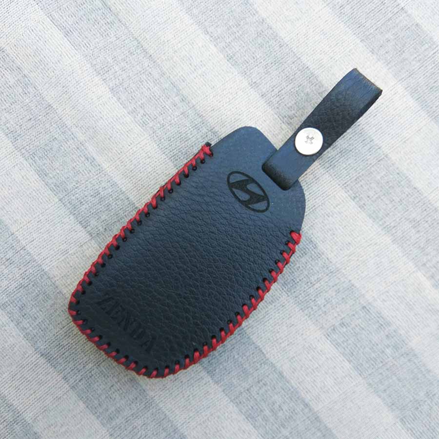 Bao da 3 nút chìa khóa smartkey xe hơi Hyundai