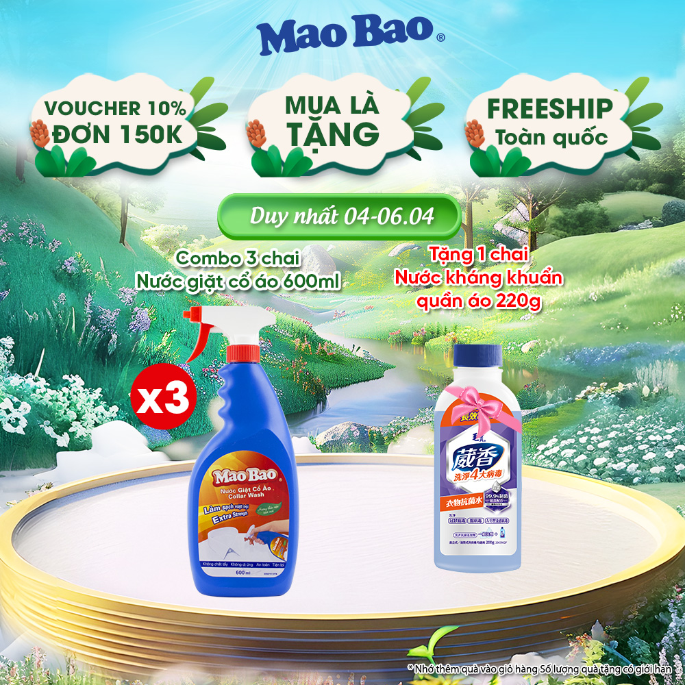 Combo 03 Chai Nước Giặt Cổ Áo Mao Bao 600ml