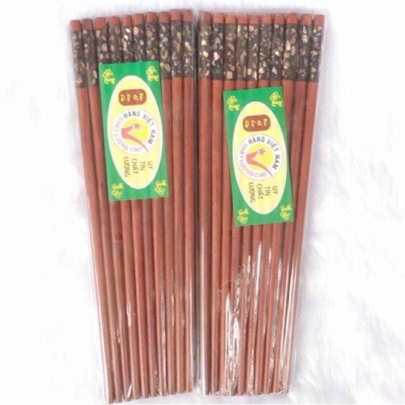 ĐŨA gỗ Trắc đầu khảm ốc bào ngư Úc - CTH709TT - gỗ Trắc tự nhiên - Chopstick of HAHANCO