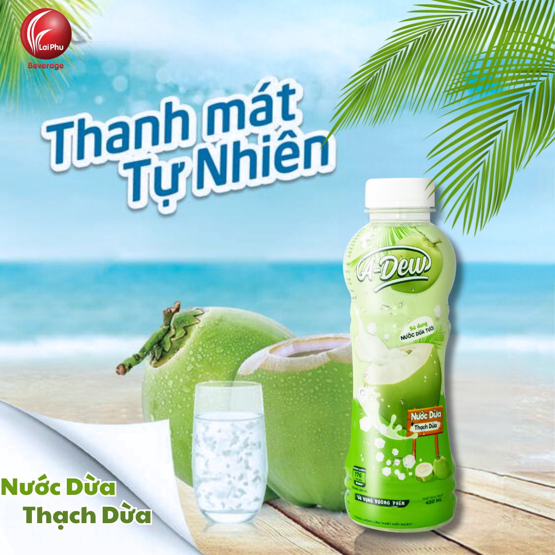 Nước Dừa Thạch Dừa A Dew 450ml - Lốc 6 Chai