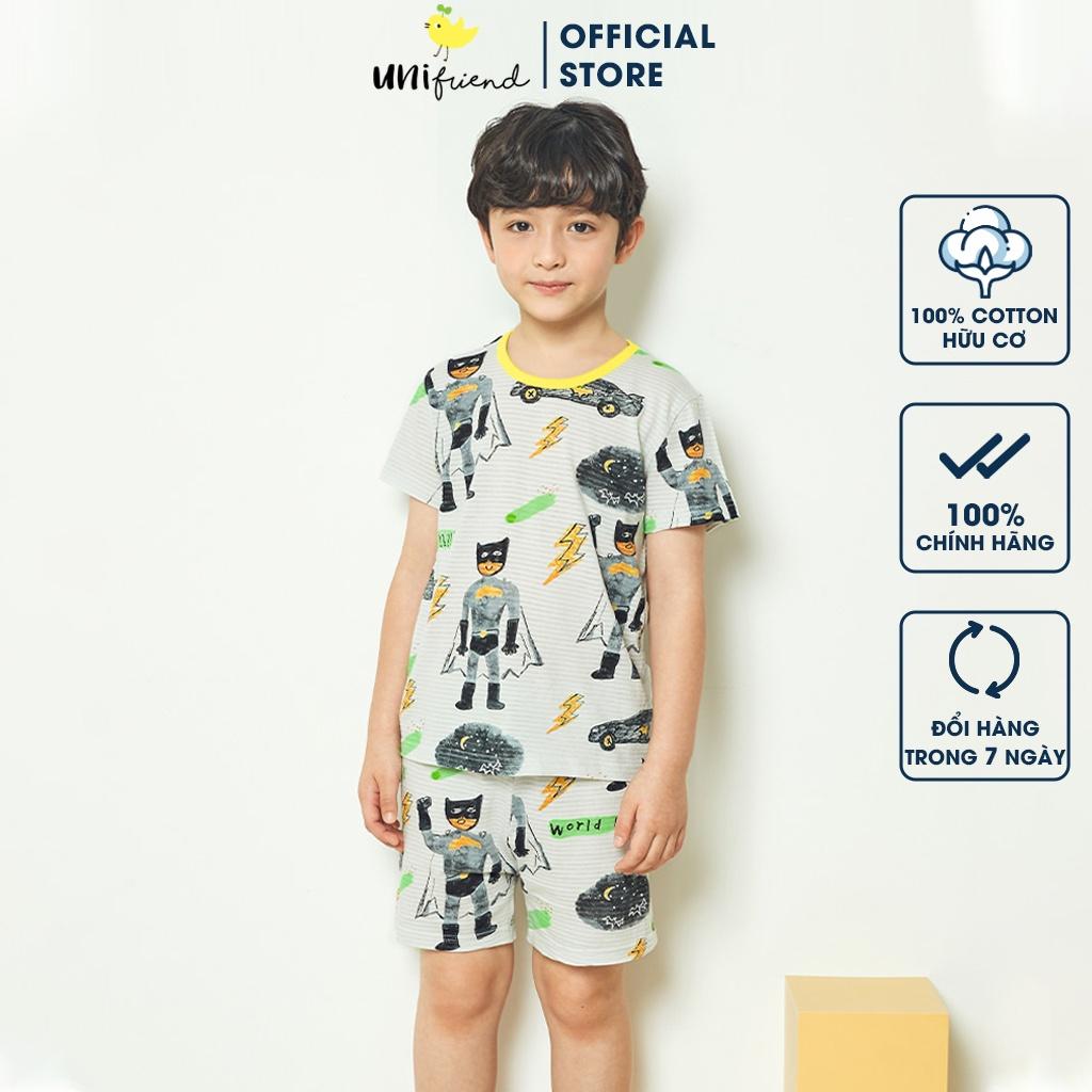 Bộ đồ ngắn tay mặc nhà cotton giấy cho bé trai U3012 - Unifriend Hàn Quốc, Cotton Organic