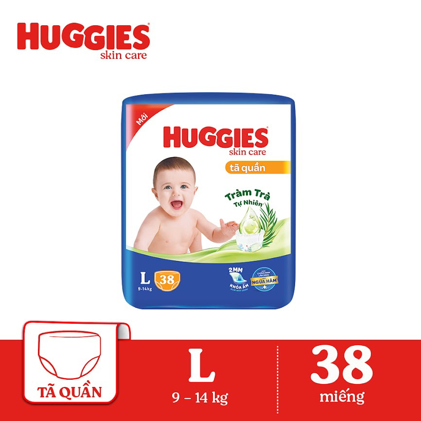 Tã/bỉm quần HUGGIES SKINCARE gói JUMBO size L 38 miếng