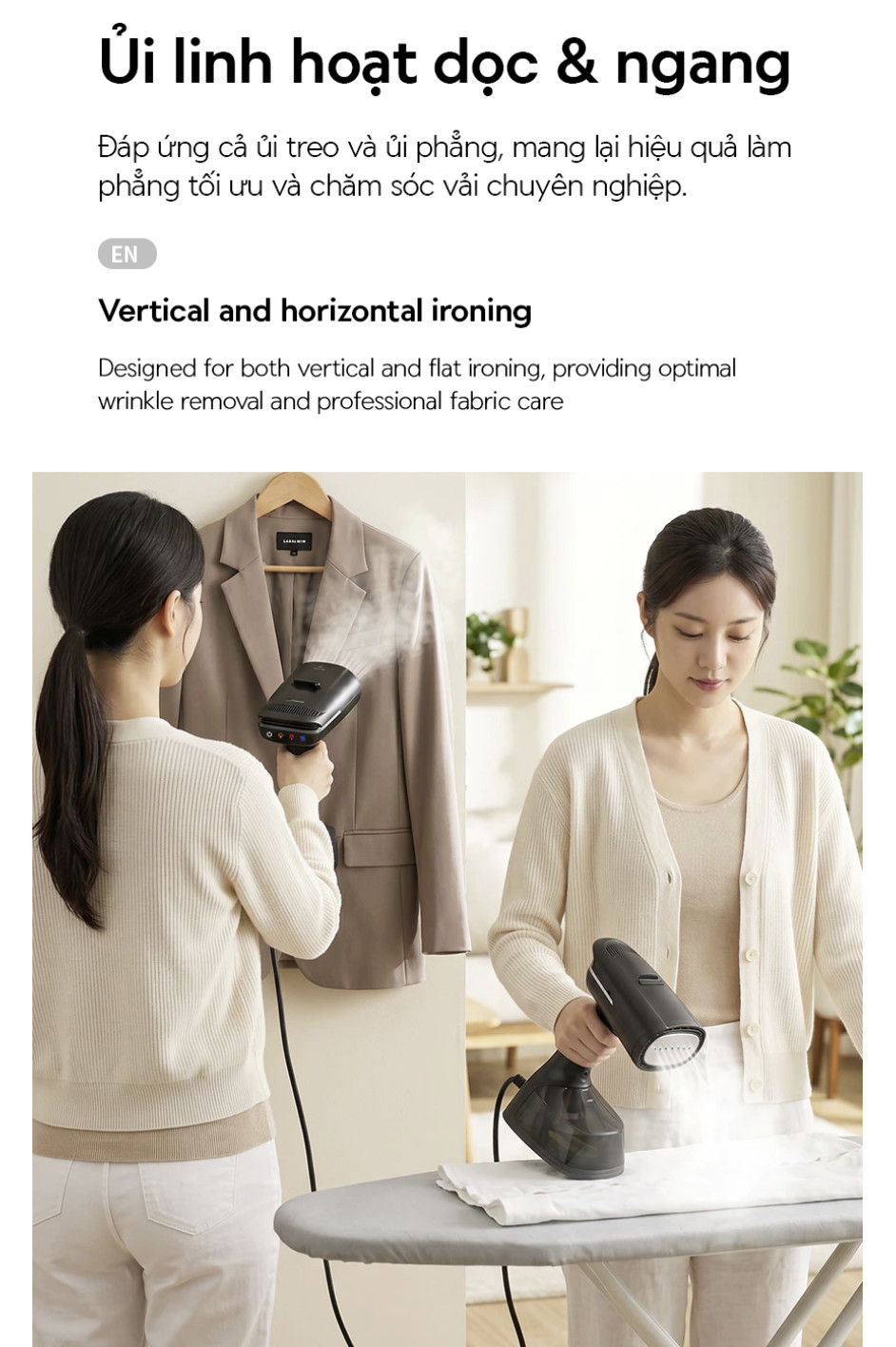 Bàn Ủi Hơi Nước LocknLock Hút Vải Thông Minh ENI216BLK - Dung Tích 270ml - 1400W - Hàng Chính Hãng