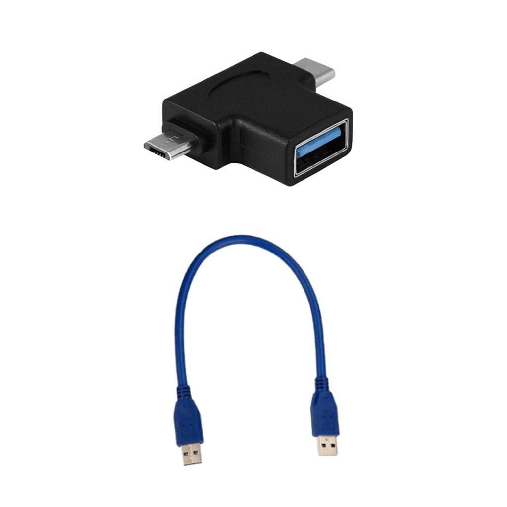 Multi-Port USB-C Micro USB To USB Converter with USB Male Extension Cable