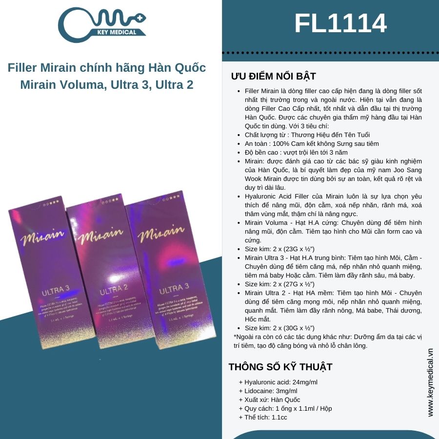 Filler Mirain Hàn Quốc - Mirain Voluma, Ultra 3, Ultra 2