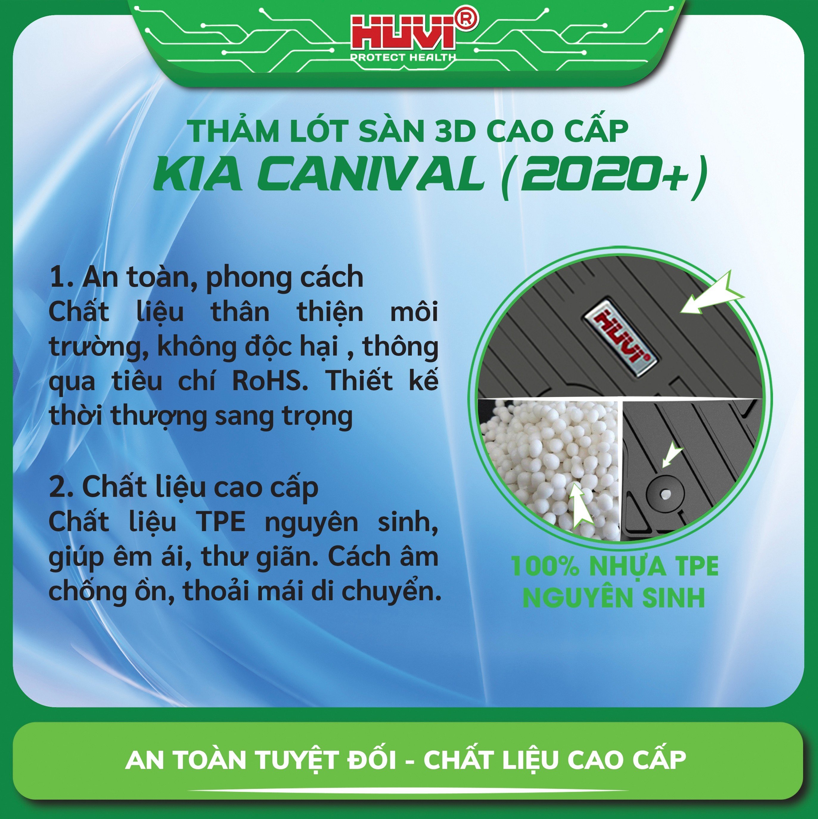 Thảm lót sàn ô tô 3D Kia Carnival 2020 - 2023 Nhựa TPE nguyên sinh cao cấp