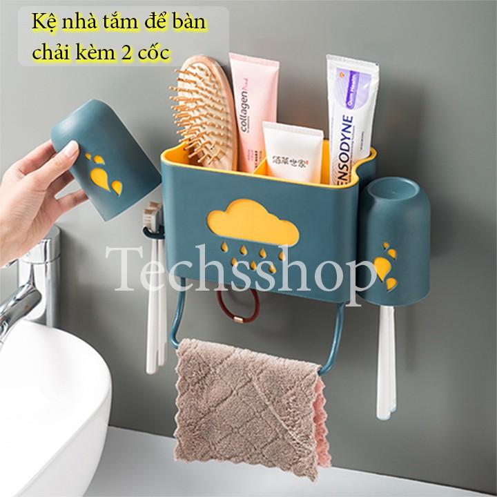 Kệ Để Bàn Chải Kem Đánh Răng 2 Lớp Hình Đám Mây Mưa - Kệ Nhựa Để Đồ Phòng Tắm, Phòng Bếp