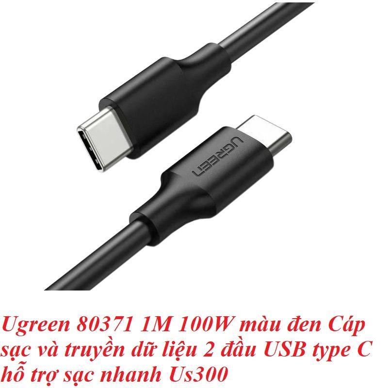 Ugreen UG80371US300TK 1M 100W màu đen Cáp sạc và truyền dữ liệu 2 đầu USB type C hỗ trợ sạc nhanh - HÀNG CHÍNH HÃNG