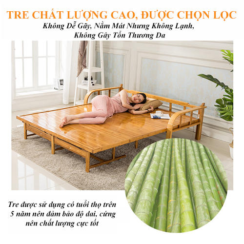 Ghế Giường Sofa Tre Gấp Gọn Tiện Lợi, Sofa Giường Nguyên Liệu 100% Từ Tre Thiên Nhiên Thân Thiện An Toàn Với Sức Khỏe