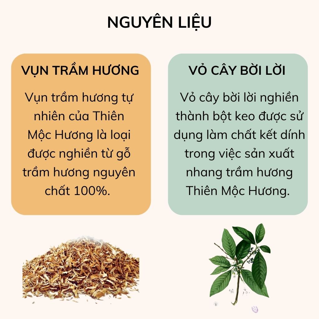 Nhang nụ trầm hương tự nhiên khói ngược - Thiên Mộc Hương - Trầm Hương đốt 12 năm - Nhang trầm sạch, nhang thơm - 10 nụ