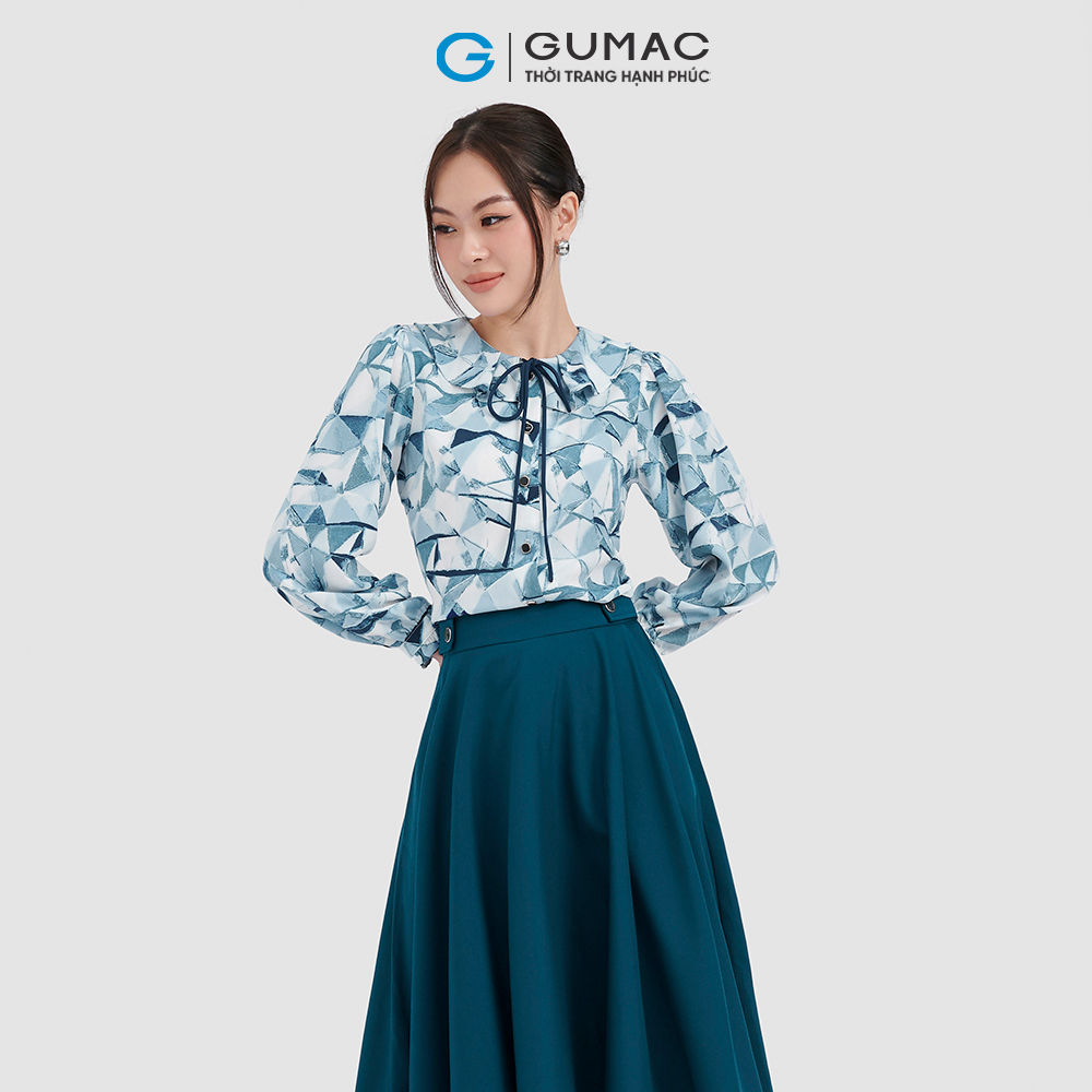 Áo sơ mi nữ GUMAC AC10074 tay dài cổ kiểu xếp bèo