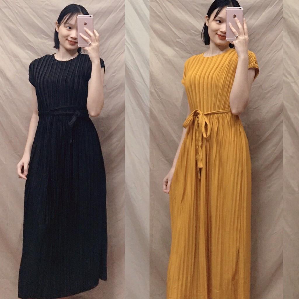 Váy bầu đẹp thời trang xếp li mẫu mới đầm bầu công sở dáng dài bigsize maternity dress