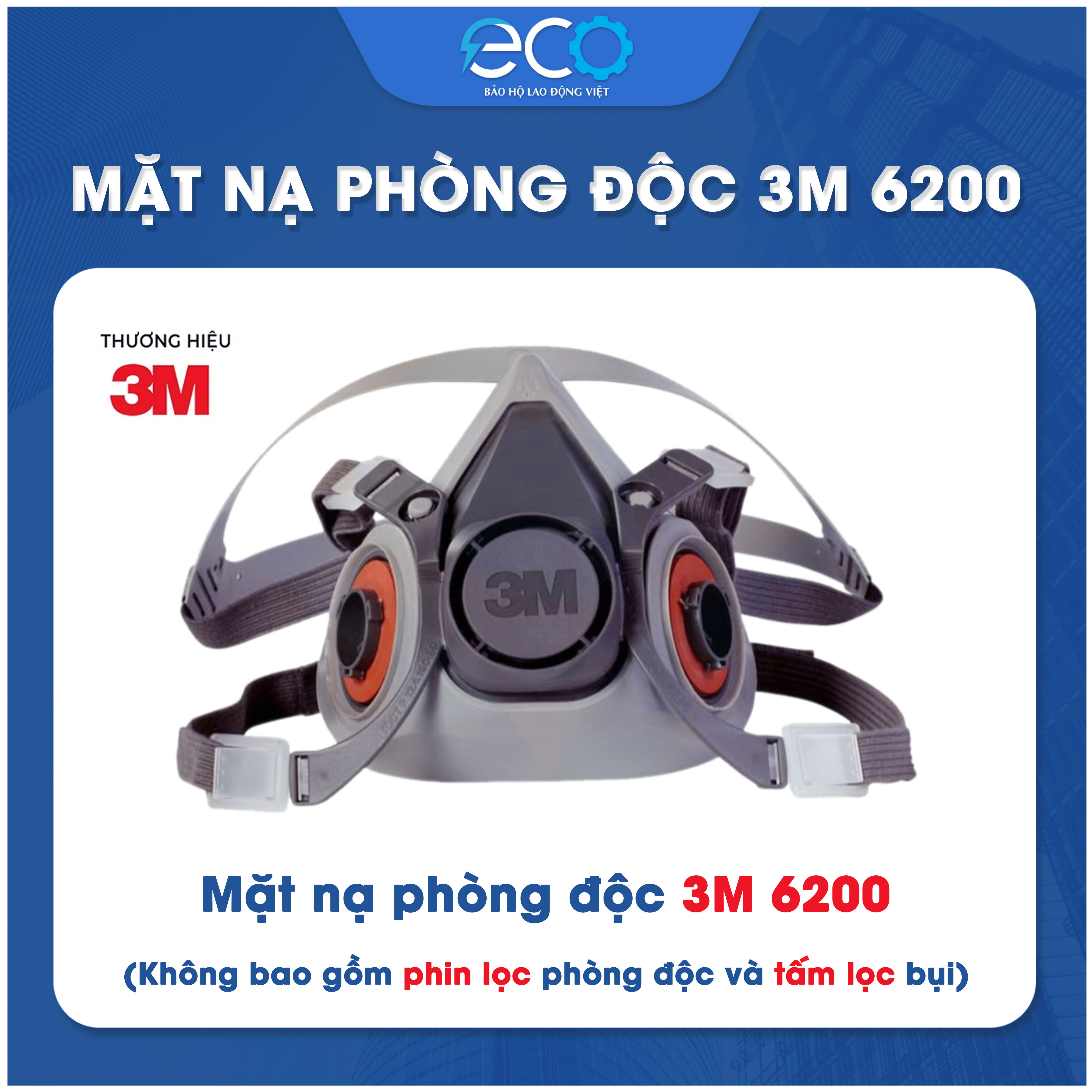 Mặt nạ phòng độc 3M 6200 chính hãng | chống hơi độc, phun sơn, xịt thuốc (Chưa Kèm Phin)