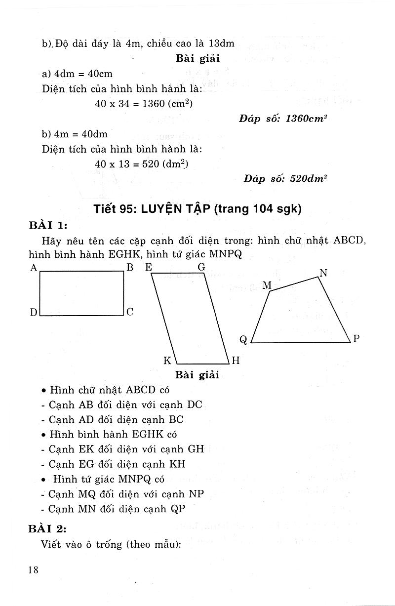 Giải Bài Tập Toán 4 Tập 2 (Tái Bản - Có Chỉnh Lí Lần Thứ 8 Theo Chương Trình Giảm Tải)
