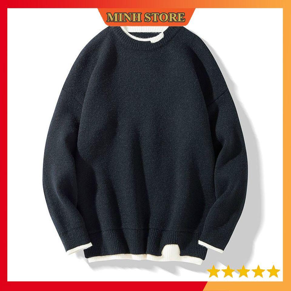 Áo len nam cổ tròn phong cách hàn quốc, Áo len nam phom rộng cao cấp AL03 - MINHSTORE