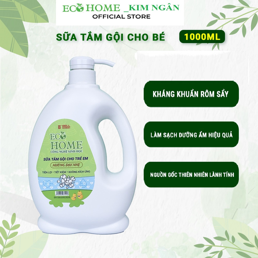 Sữa Tắm Gội Trẻ Em Ecohome Công Nghệ Sinh Học Bảo Vệ Nuôi Dưỡng Da Và Tóc Bé Vượt Trội 1000ml