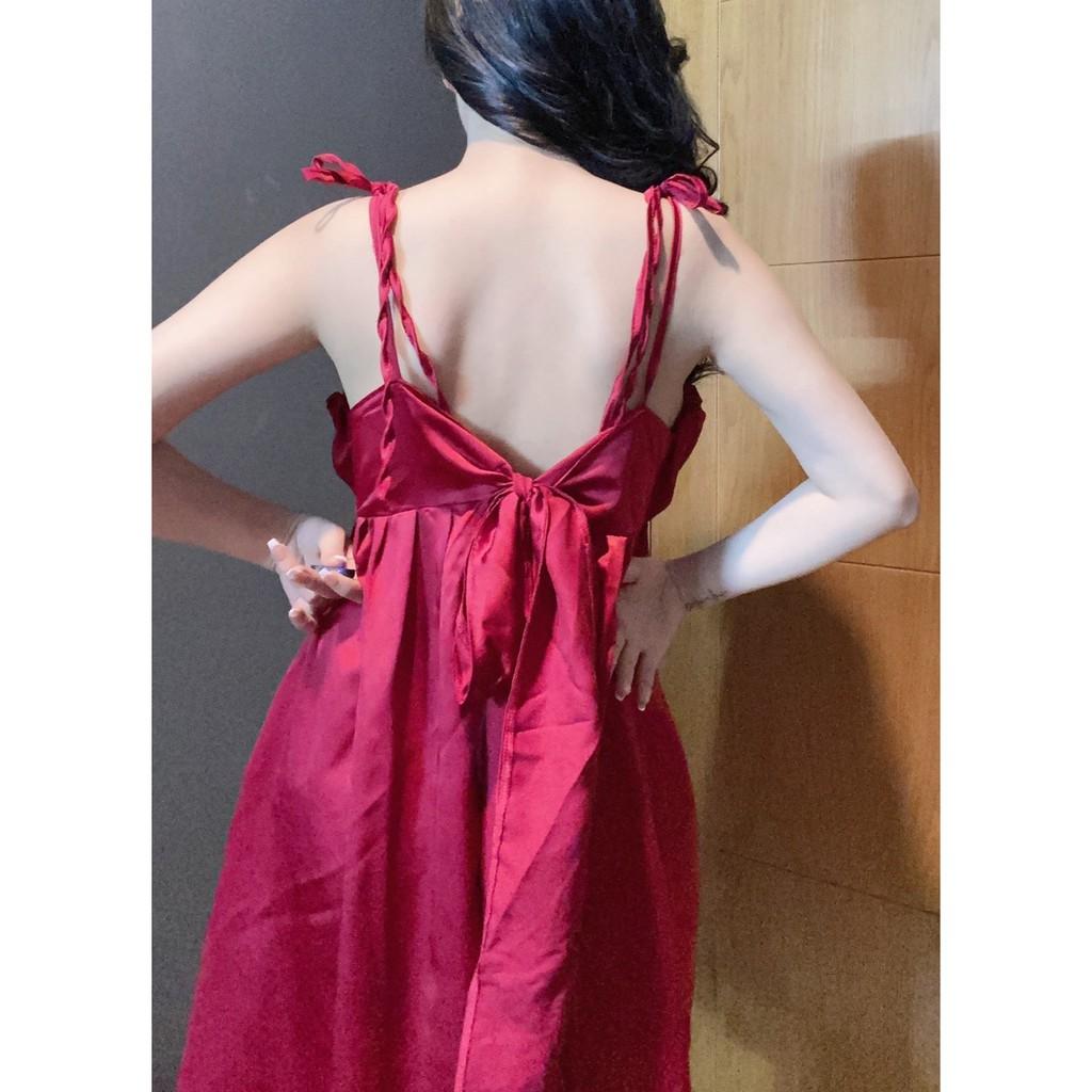 Đầm ngủ nữ sexy ren quyến rũ gợi cảm satin cao cấp mềm mịn thoáng mát AN23 - D'Lavia