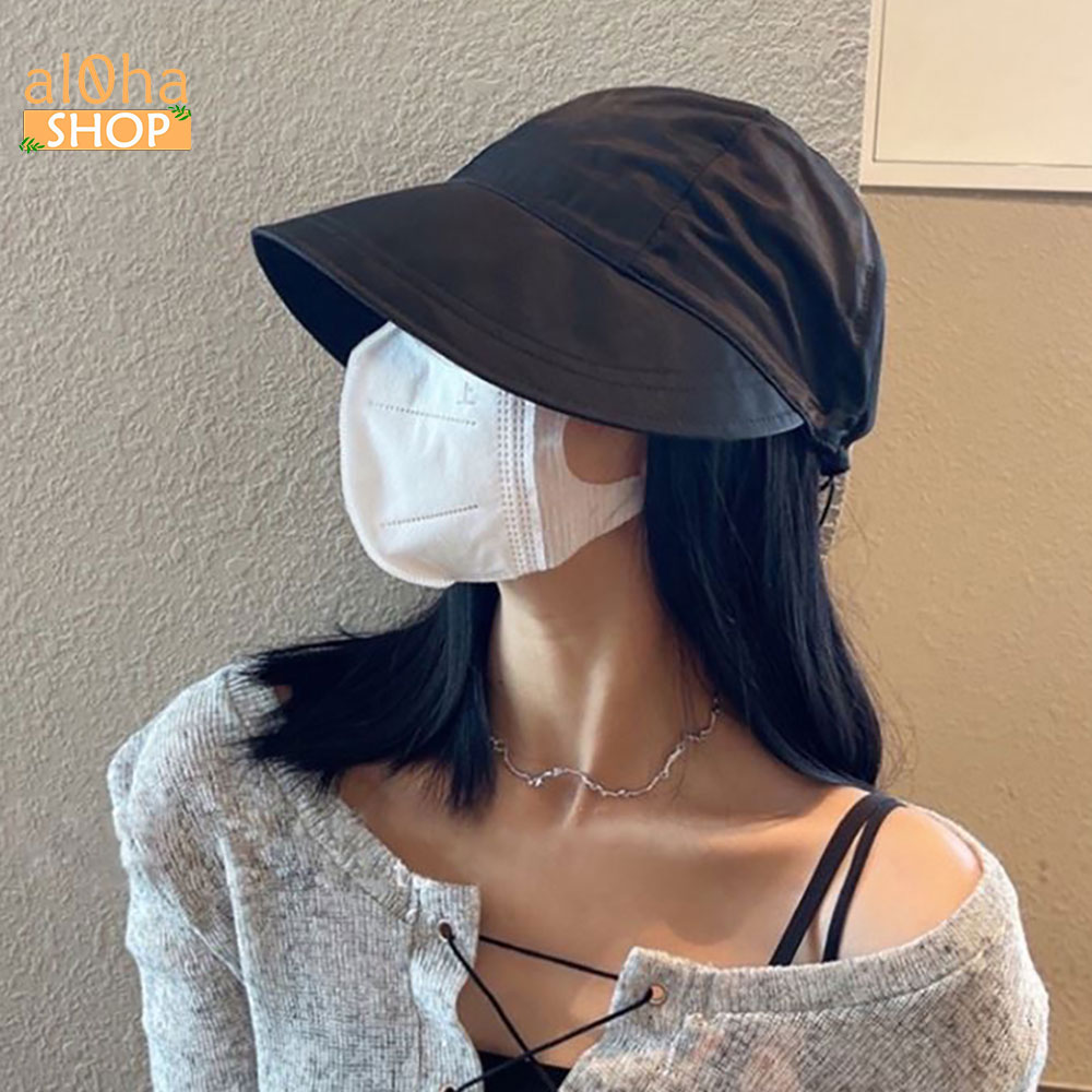 Mũ tai bèo nữ nửa đầu - Nón vải chống nắng rộng vành Ulzzang - al0ha Shop