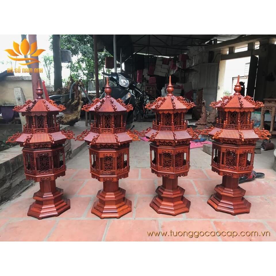 Siêu Phẩm Cặp đèn thờ hình tháp mái chùa gỗ Hương, hàng cao cấp có nhiều kích thước khác nhau