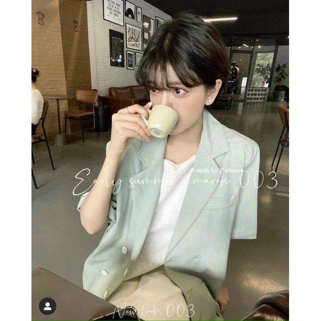 Áo Blazer Xanh Tay Lỡ Freesize - Kèm Hình Thật