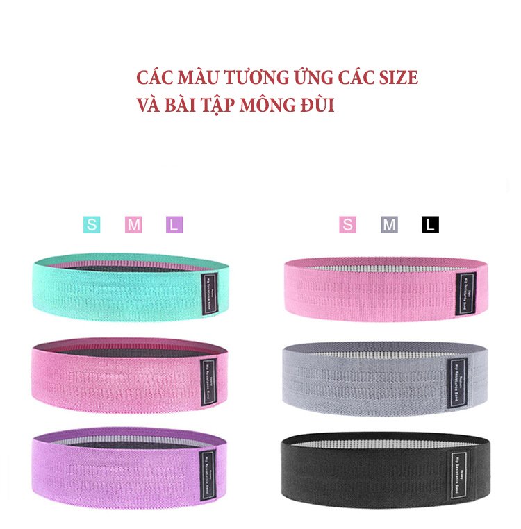 Bộ 3 Dây Kháng Lực Tập Cơ Mông Đùi - YOGA QG, Chất Liệu Vải Cao Su, Đàn Hồi Cao ,Dây Miniband, Tiện Lợi, Tặng Kèm Túi Và Sách Hướng Dẫn