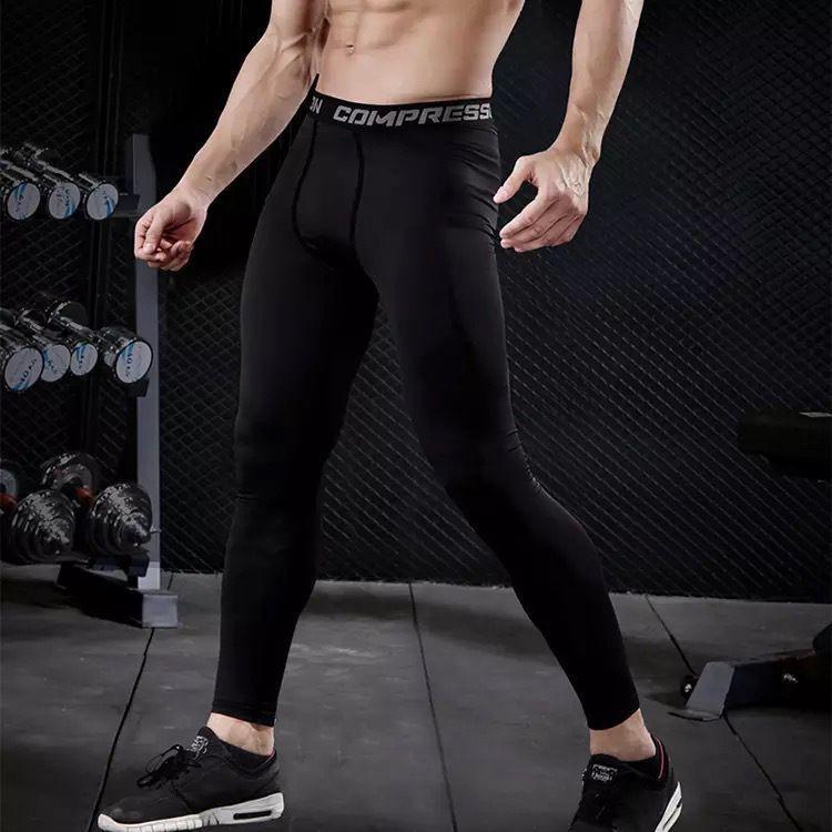 QUẦN GIỮ NHIỆT COMBAT PRO LEGGING TẬP GYM NAM DÁNG DÀI MÀU ĐEN