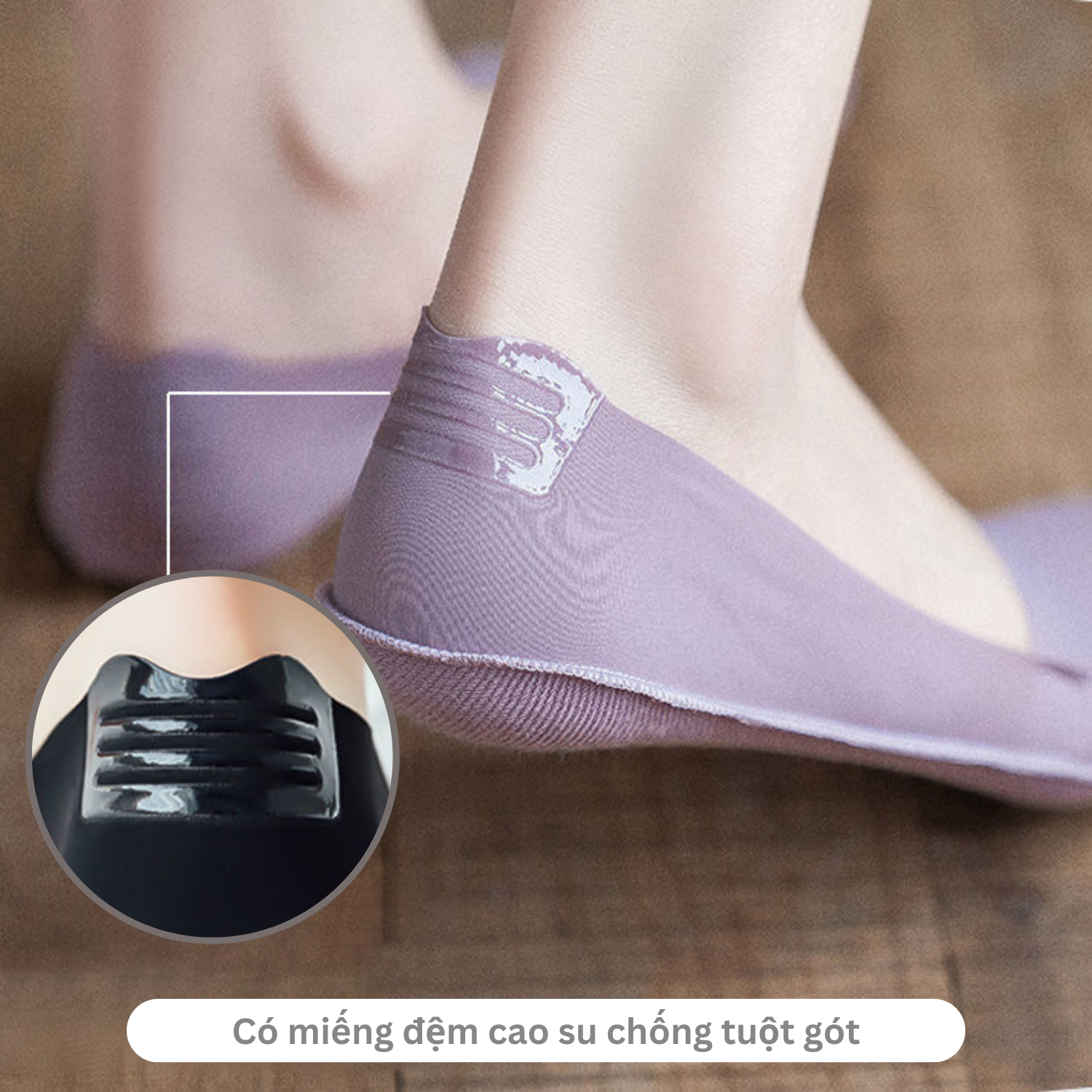 Tất nữ mang giày lười cao cấp có đệm cao su chống tuột gót, vớ nữ búp bê mềm mại thoáng mát - PO-LOSOCK-LUA-3015-1DOI