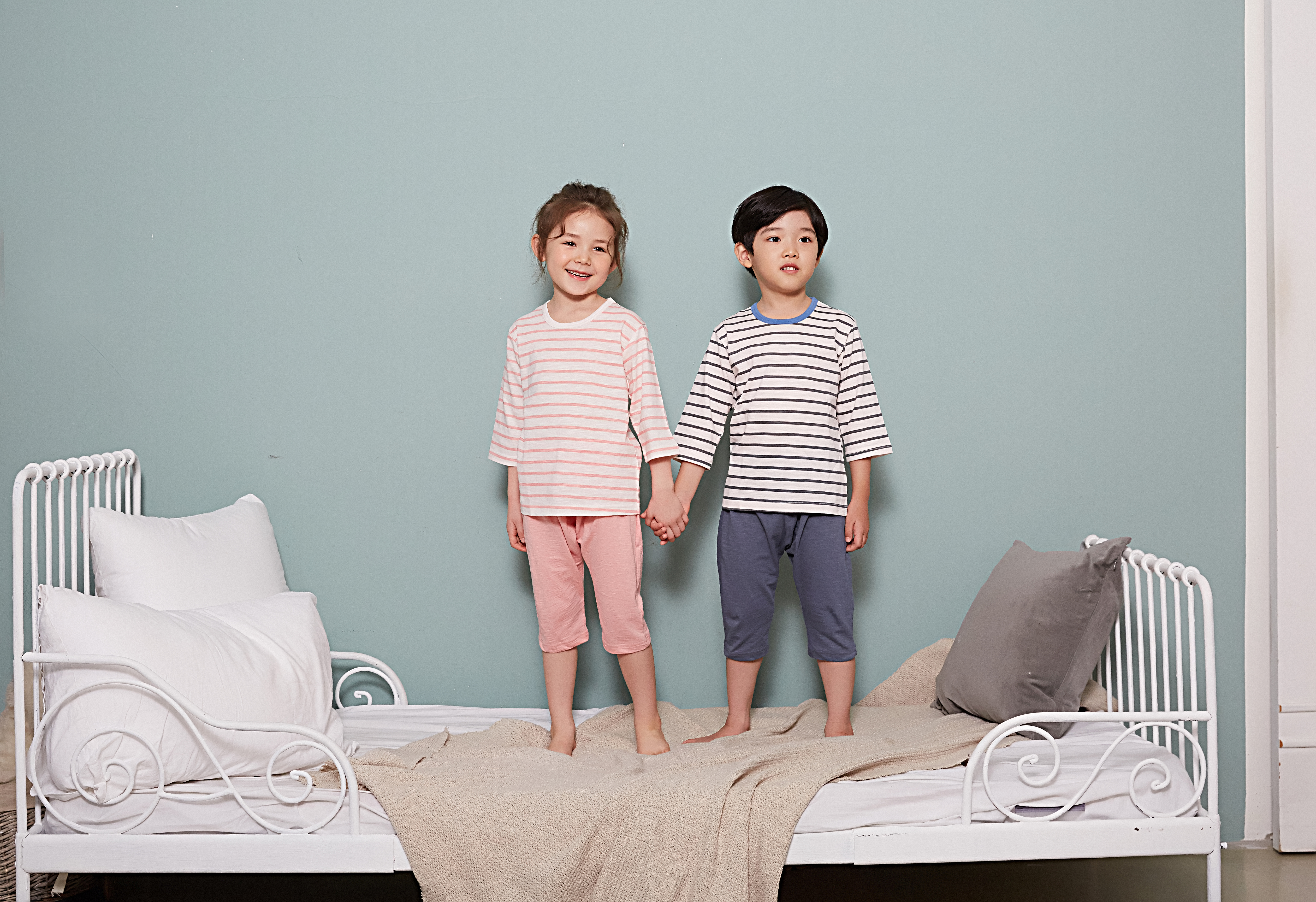 Bộ ngủ lửng  cho bé Olomimi Hàn Quốc SS20 Stripe Pink  - 100% cotton