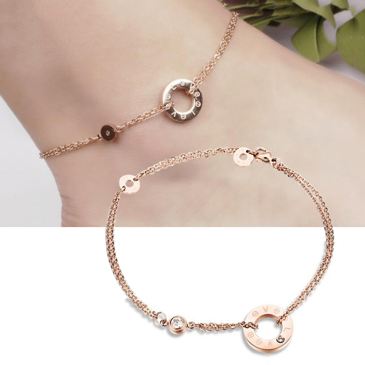 Lắc chân titan mặt tròn siêu xinh  WLC554H