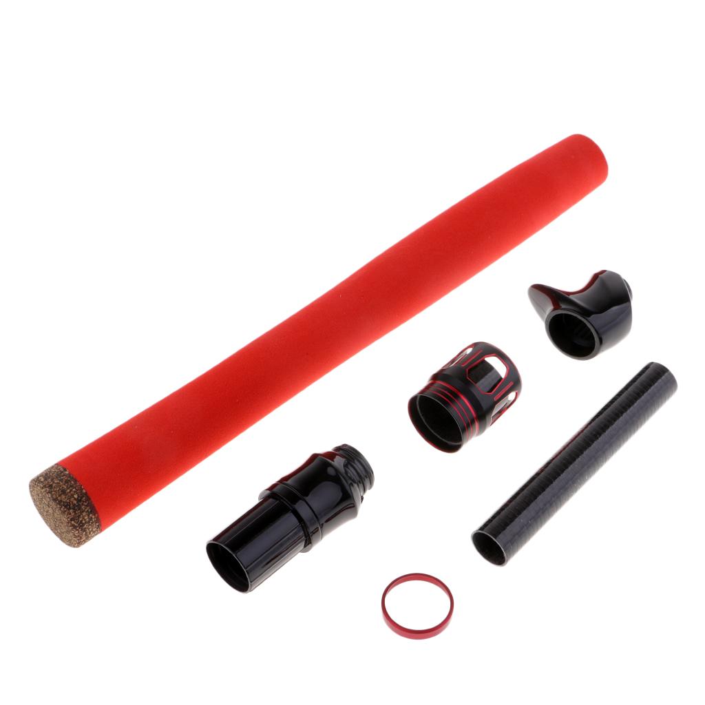 Fishing Rod Handle Grip and Reel Seat EVA Handle Split Grip w/ 2 Carbon Tube