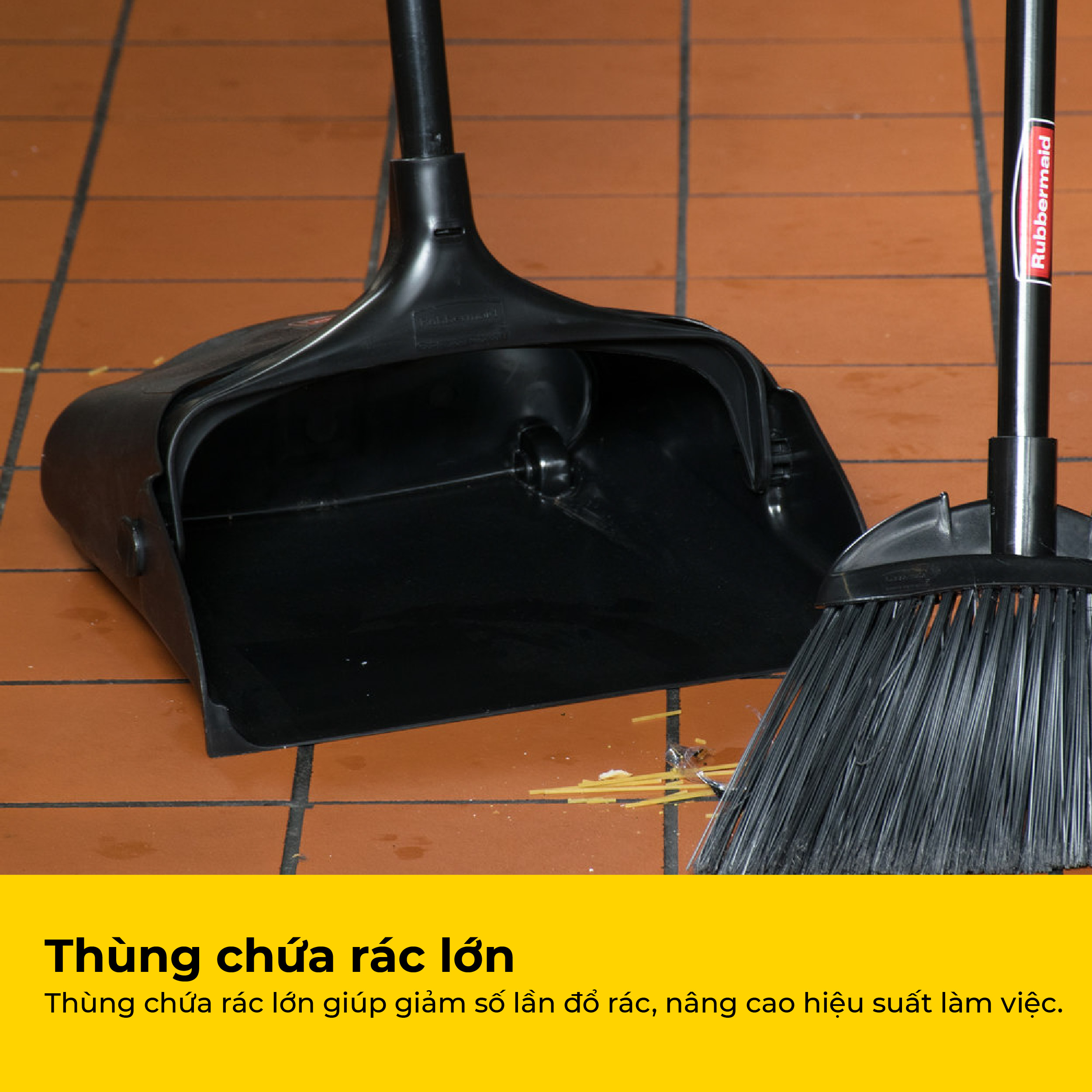 Ky Hốt Rác Có Nắp Cán Dài Rubbermaid - SKU: FG253300BLA/FG253200BLA/FG253100BLA | SAOVIETCO