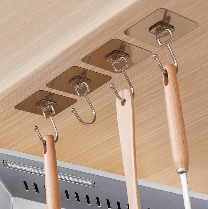 Móc dán tường INOX 304, miếng dán tráng bạc siêu dính, chịu lực loại tốt GD598-MDMoc-INOX