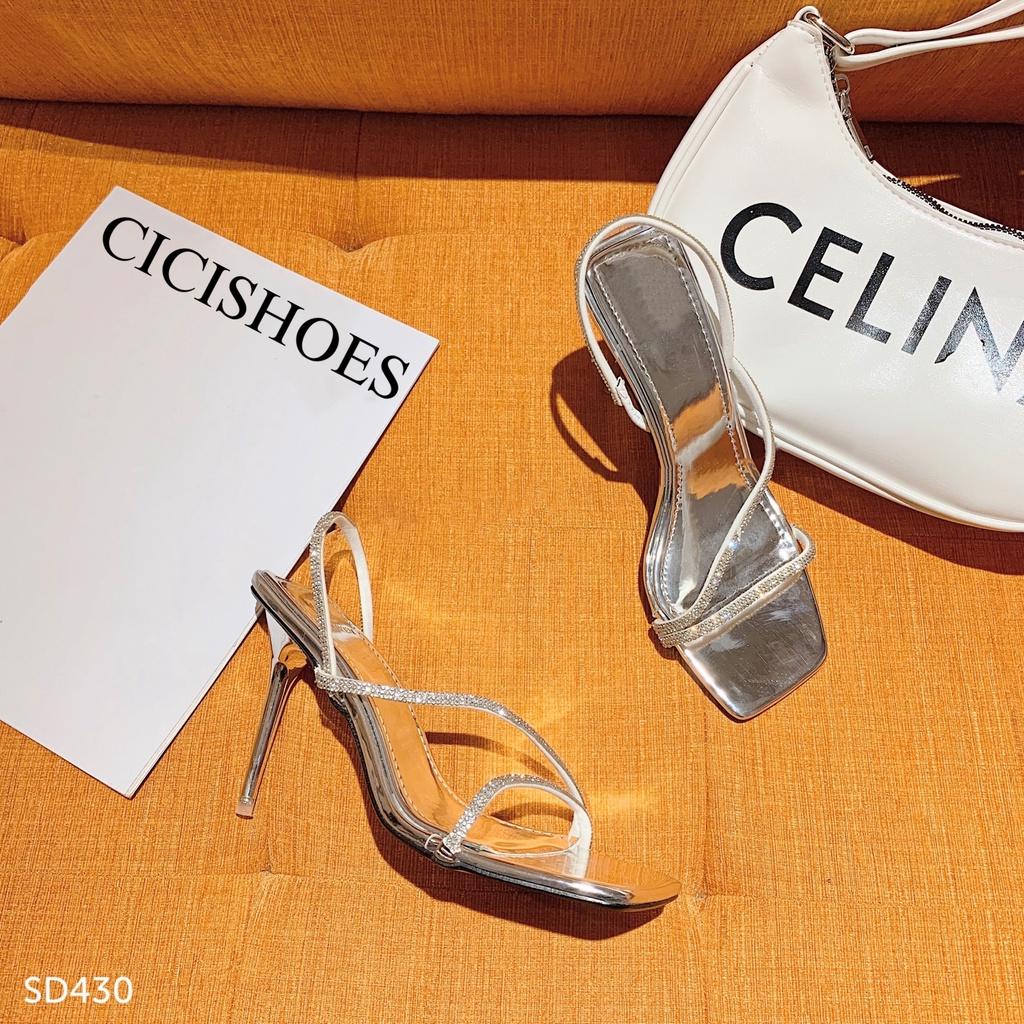 Dép cao gót CiCi Shoes rẻ quai đá quấn GN KL 9p - SD430