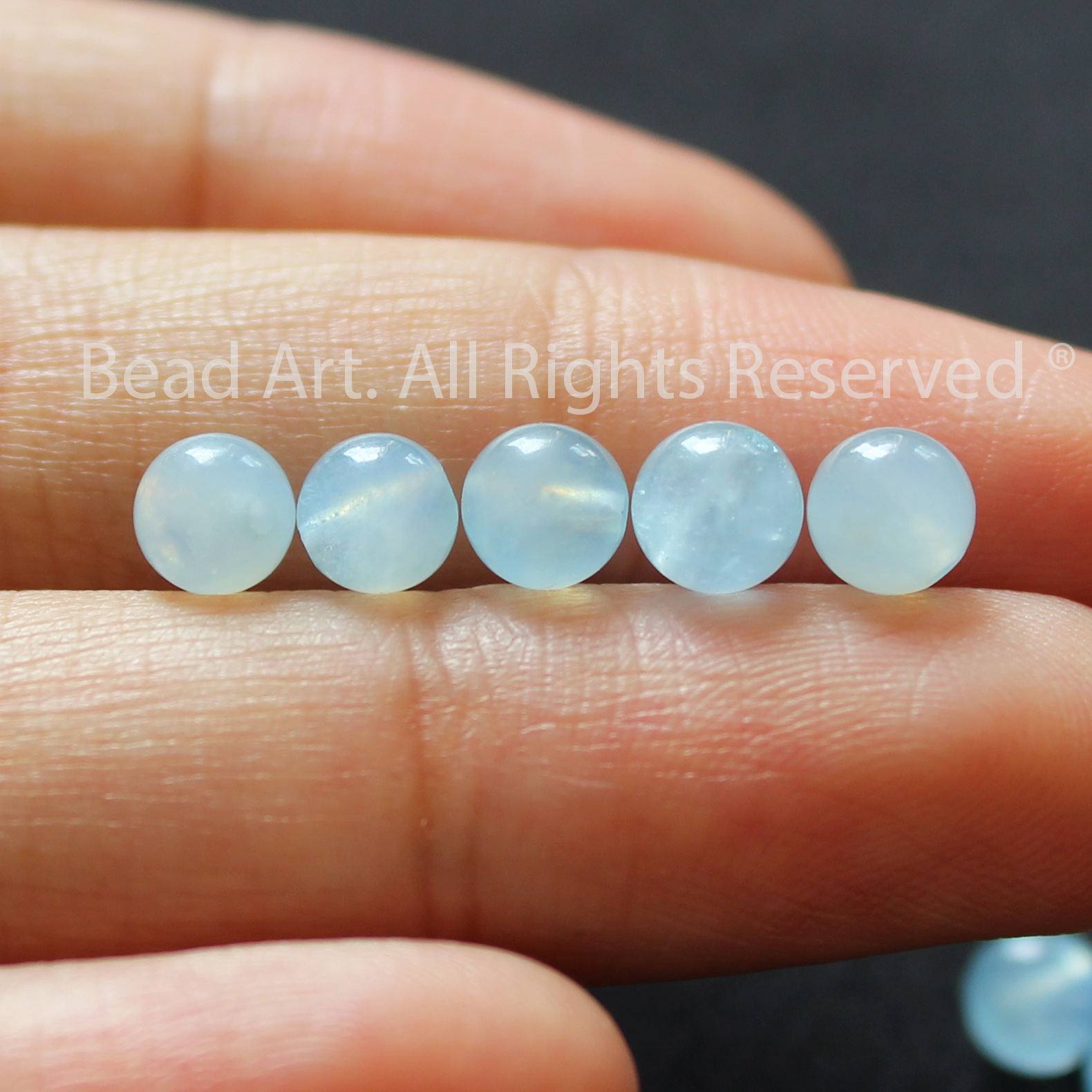 4.5MM Đá Aquamarine Hải Lam Ngọc Tự Nhiên Xanh Biển Loại AB, Mệnh Thuỷ, Mộc, Phối Vòng Tay Phong Thuỷ, Chuỗi Hạt - Bead Art
