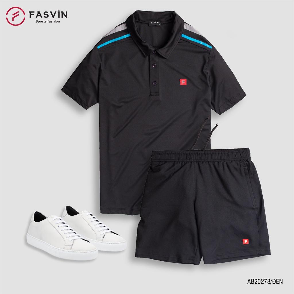 Bộ quần áo thể thao nam Fasvin AB20273.HN cộc tay cổ bẻ vải mềm nhẹ co giãn tốt