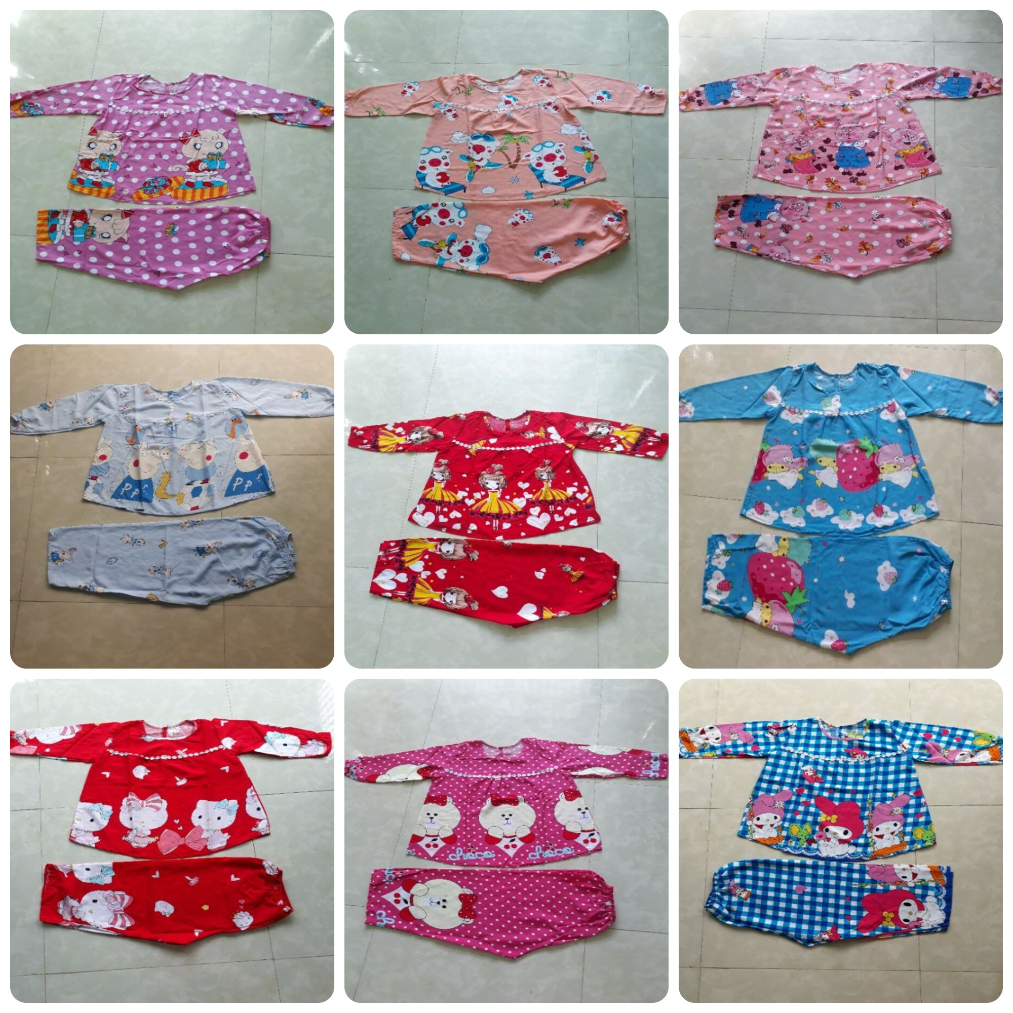 Bộ Tone quần dài tay dài cho bé gái 16-40kg