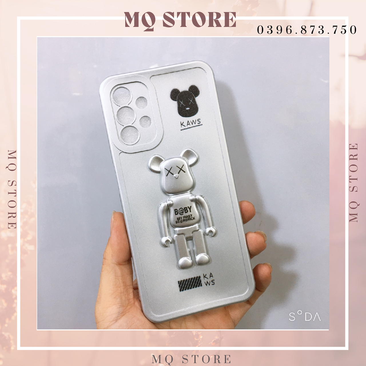 Ốp lưng gấu BearBrick kiêm giá đỡ điện thoại dành cho Samsung A13 4g,5g, A23, A53