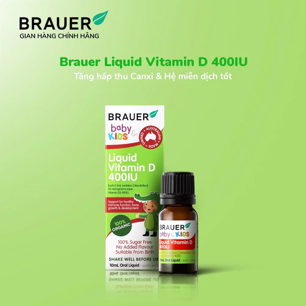 Vitamin D3 cho trẻ sơ sinh, trẻ nhỏ và người lớn Brauer Úc giúp trẻ phát triển chiều cao, phòng loãng xương, ngủ ngon, tăng sức đề kháng-OZ Slim Store