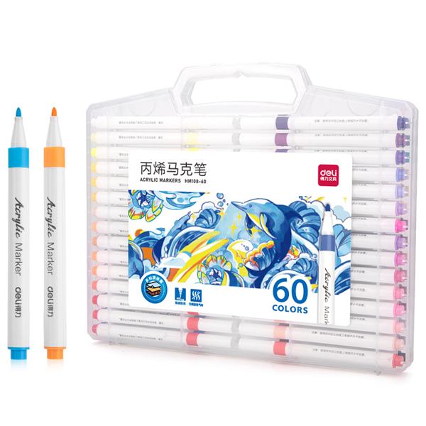Hộp 60 Bút Lông Màu Acrylic Markers - Deli HM108-60