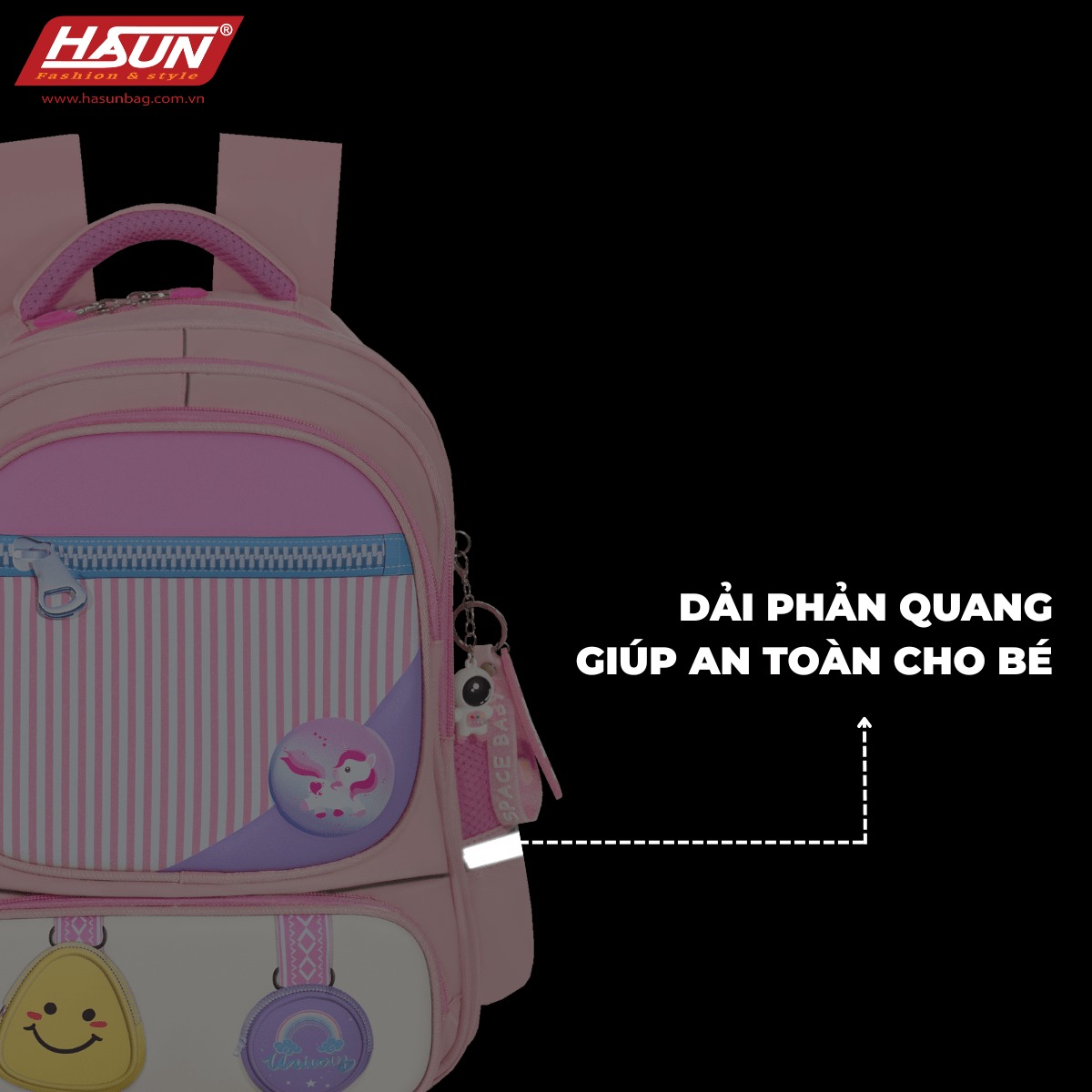 Balo chống gù HASUN HS 2541.2 cho bé trai bé gái học sinh tiểu học lớp 3 4 5 - Bảo vệ cột sống, chống thấm - Hàng Chính Hãng