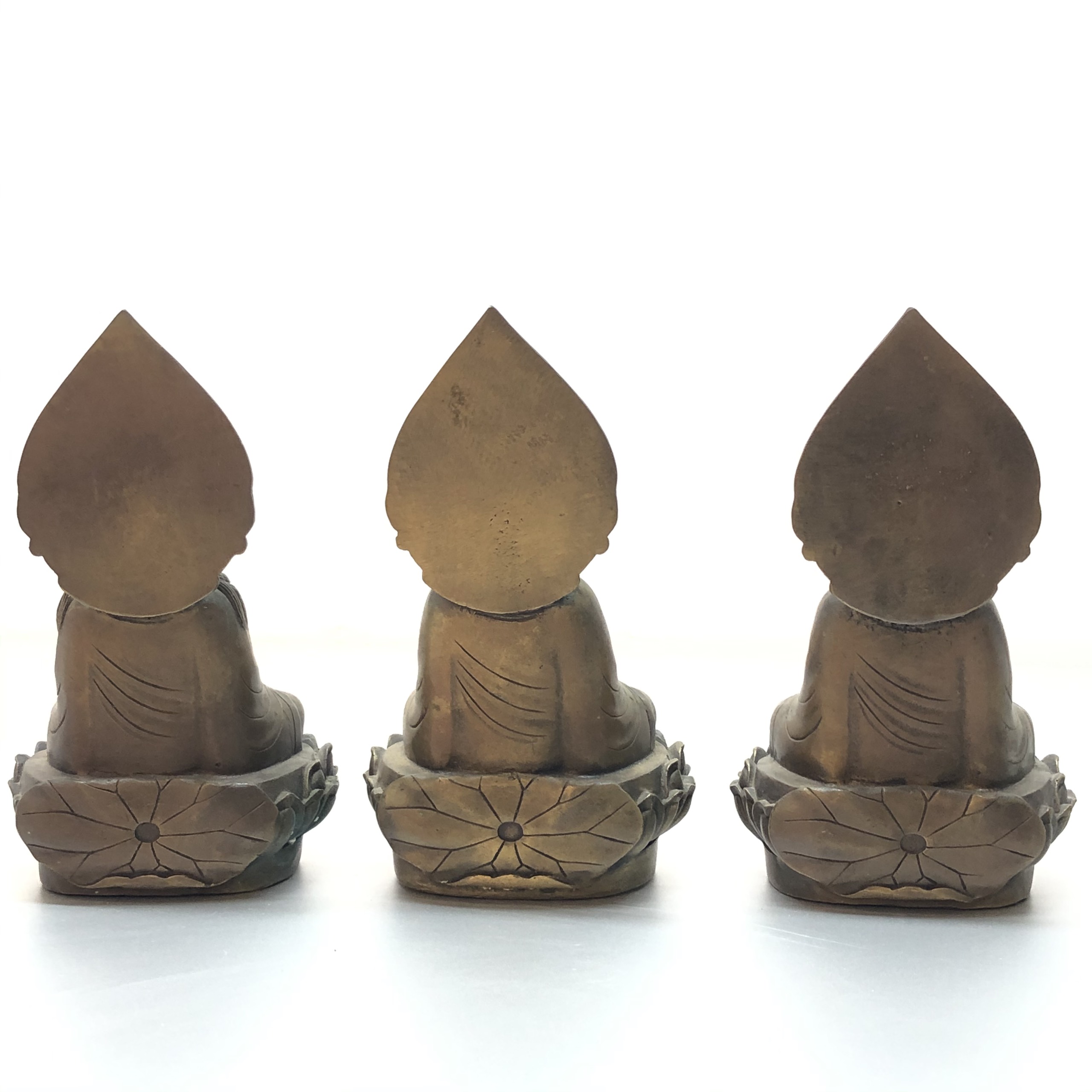 Tượng TÂY PHƯƠNG TAM THÁNH BẰNG ĐỒNG HUN CỔ cao 18cm TM121105