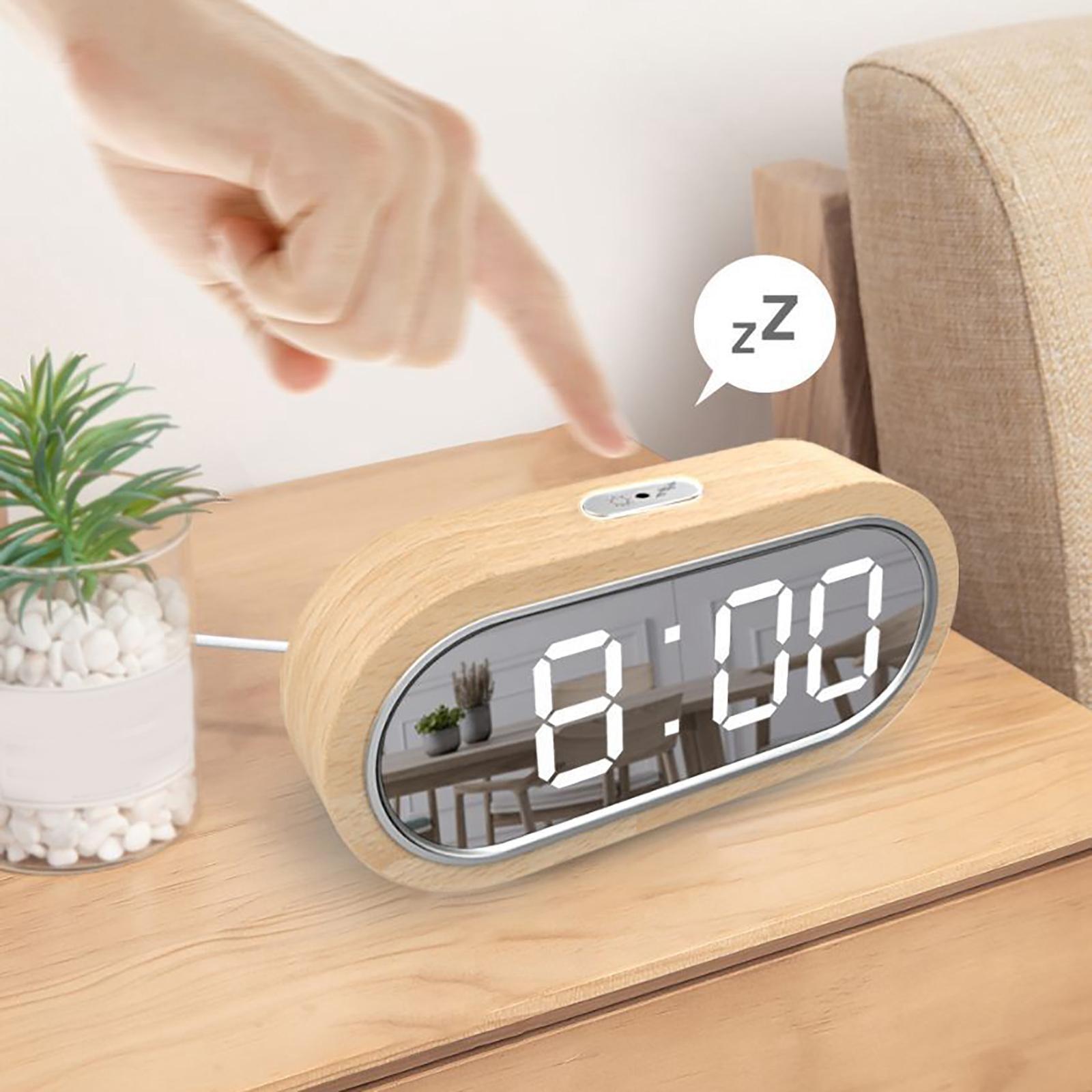 Dual Alarm Clock Temperature USB LED Display Dimmer for Bedroom Bedside Home