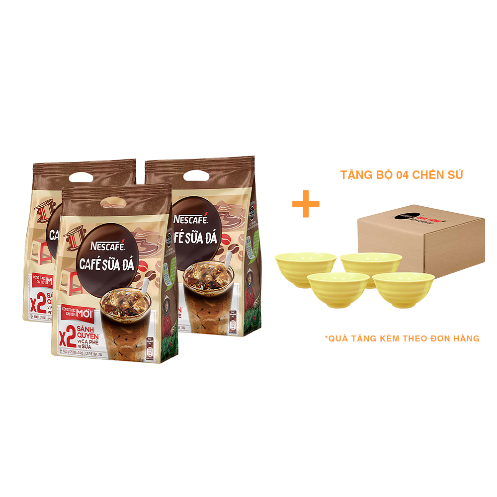 Combo 3 Bịch Cà phê sữa NESCAFÉ (Bịch 25 gói x 24 g)