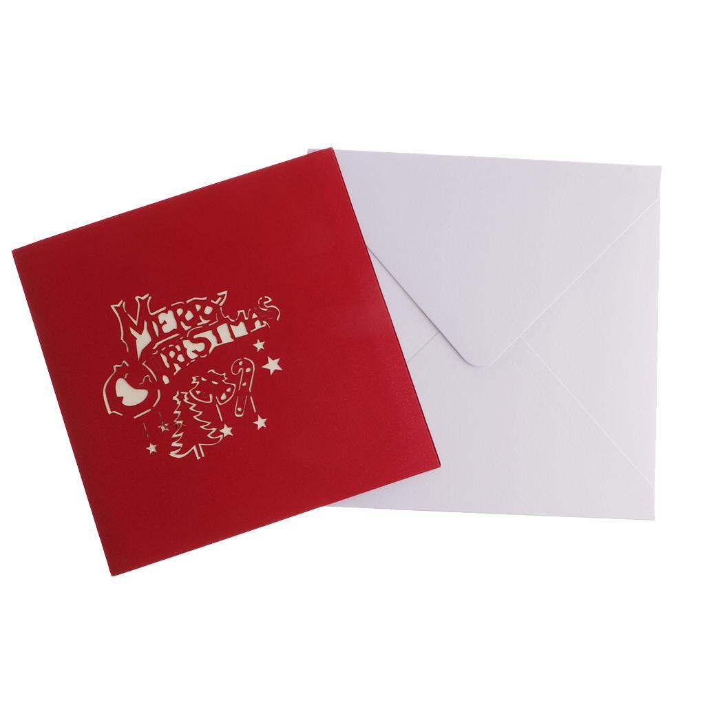 Christmas Tree Greeting Cards Paper 3D Handmade Holiday Happy Birthday Cards