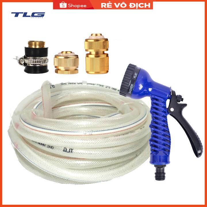 Bộ dây tăng áp 3 lần vòi xịt nước rửa xe, tưới cây loại 15m(cút đồng-nối đồng) 206843