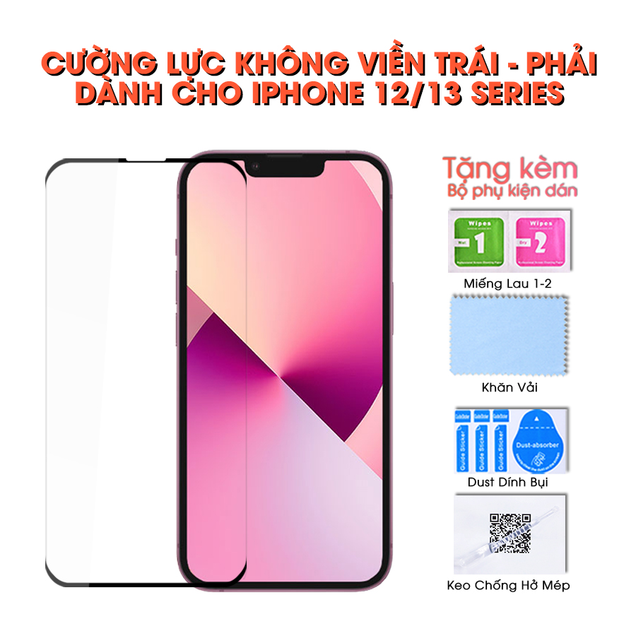 Miếng Dán Kính Cường Lực Không Viền Dành Cho iPhone 12/12 Mini/12 Pro/12 Pro Max/13/13Pro/13 Pro Max/ 13 Mini - Hàng Chính Hãng