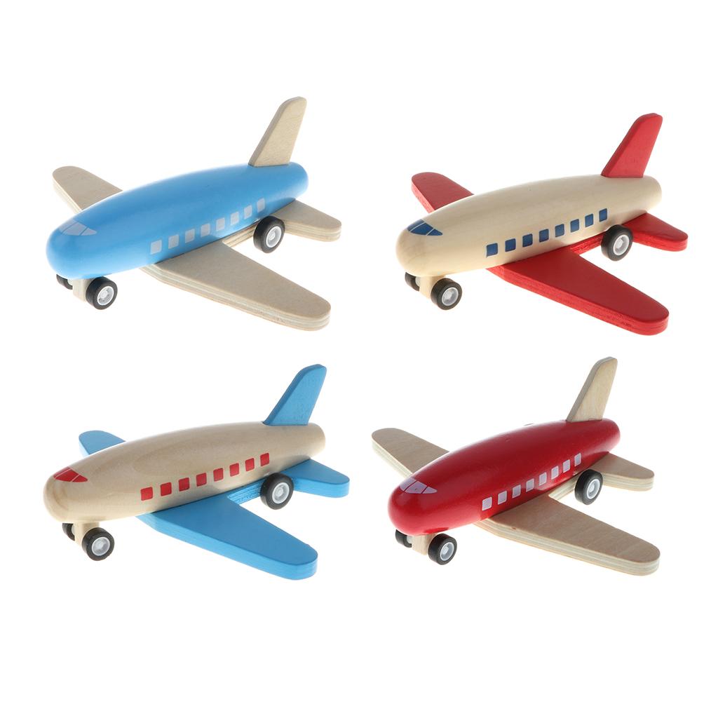 Guangquanstrade 4 Gỗ Mini Dây Kéo Sau Lưng Máy Bay Ma Sát Đồ Chơi Dành Cho Trẻ Em Quà Tặng