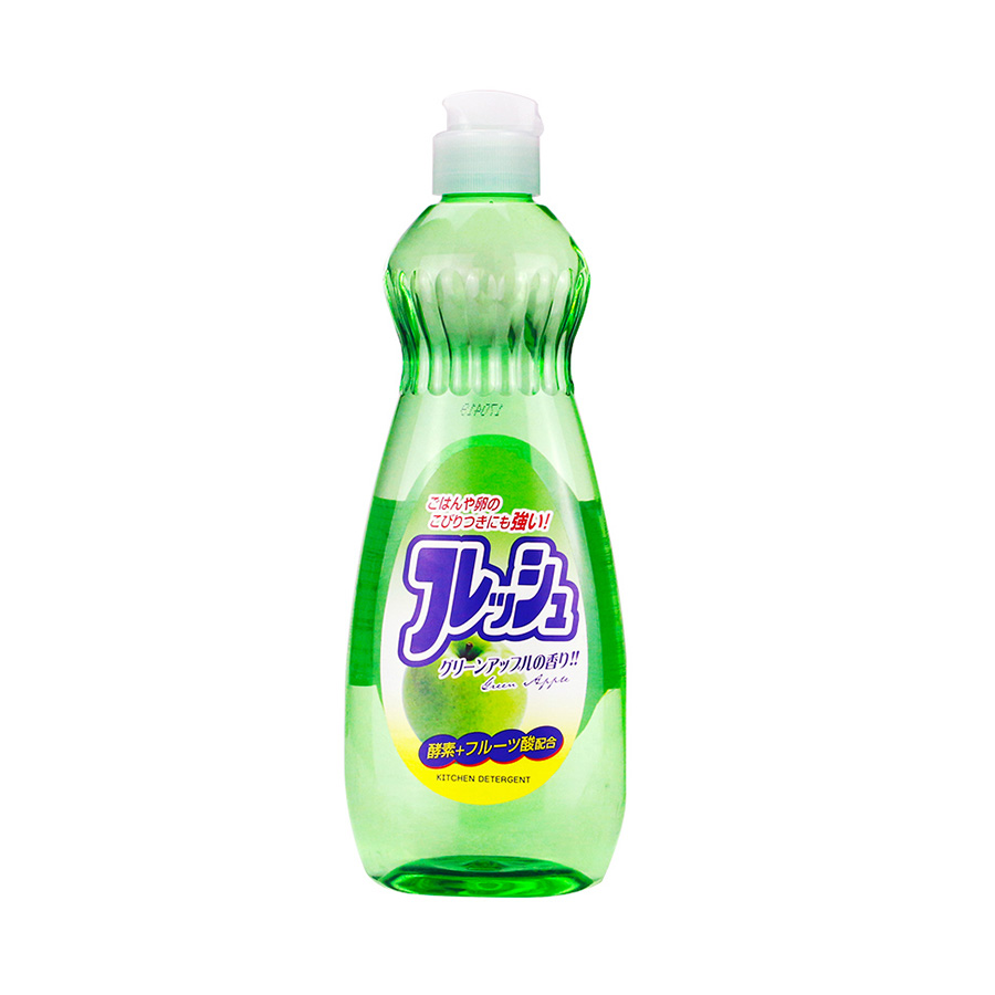 Combo Giá Để Chai Nước Rửa Bát, Miếng Rửa Bát Thông Minh + Nước Rửa Chén Bát Và Rau Củ An Toàn Rocket Hương Táo - Nội Địa Nhật Bản