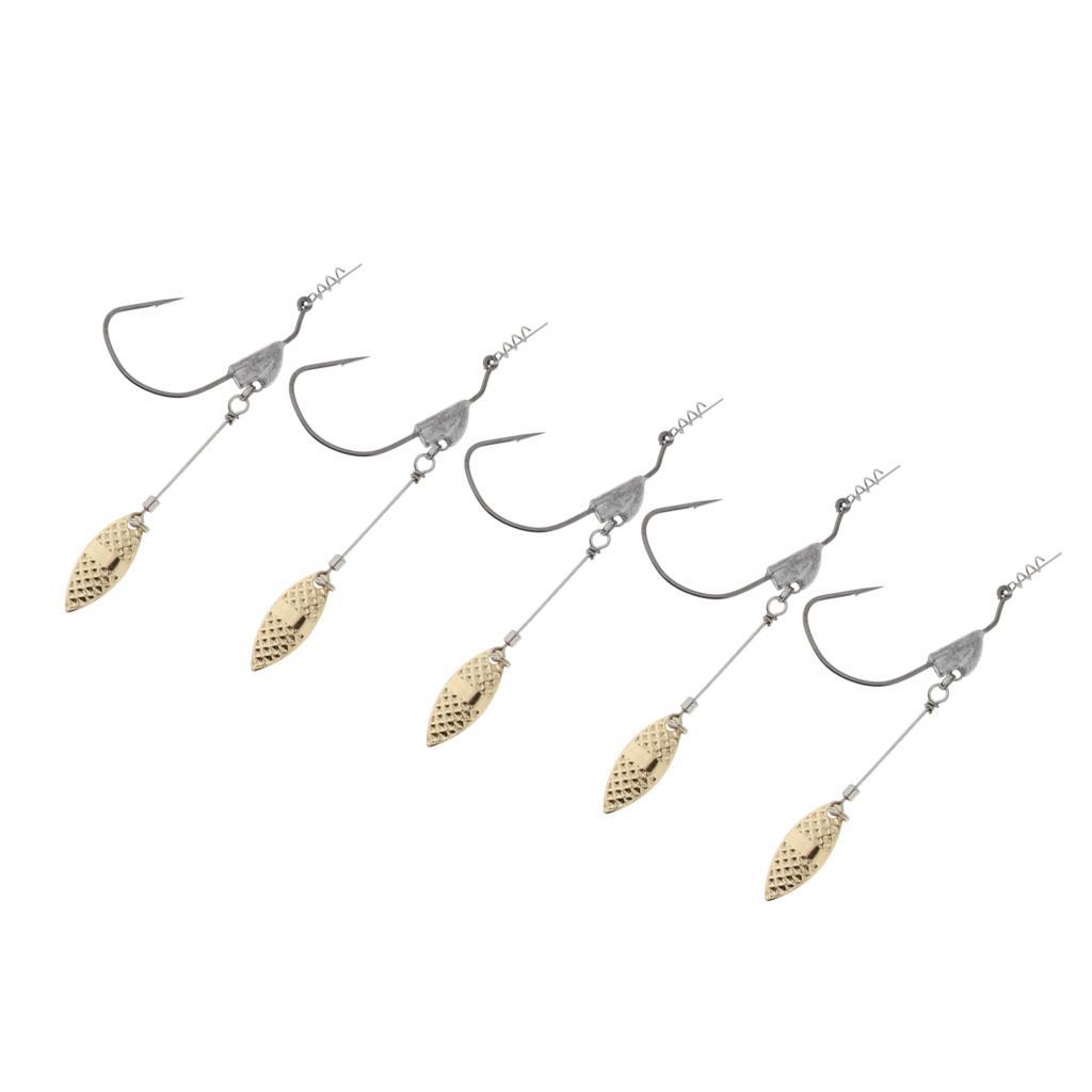 5pcs Weighted Fishing Hooks with Spoon Spring for Swimbaits 6.2g